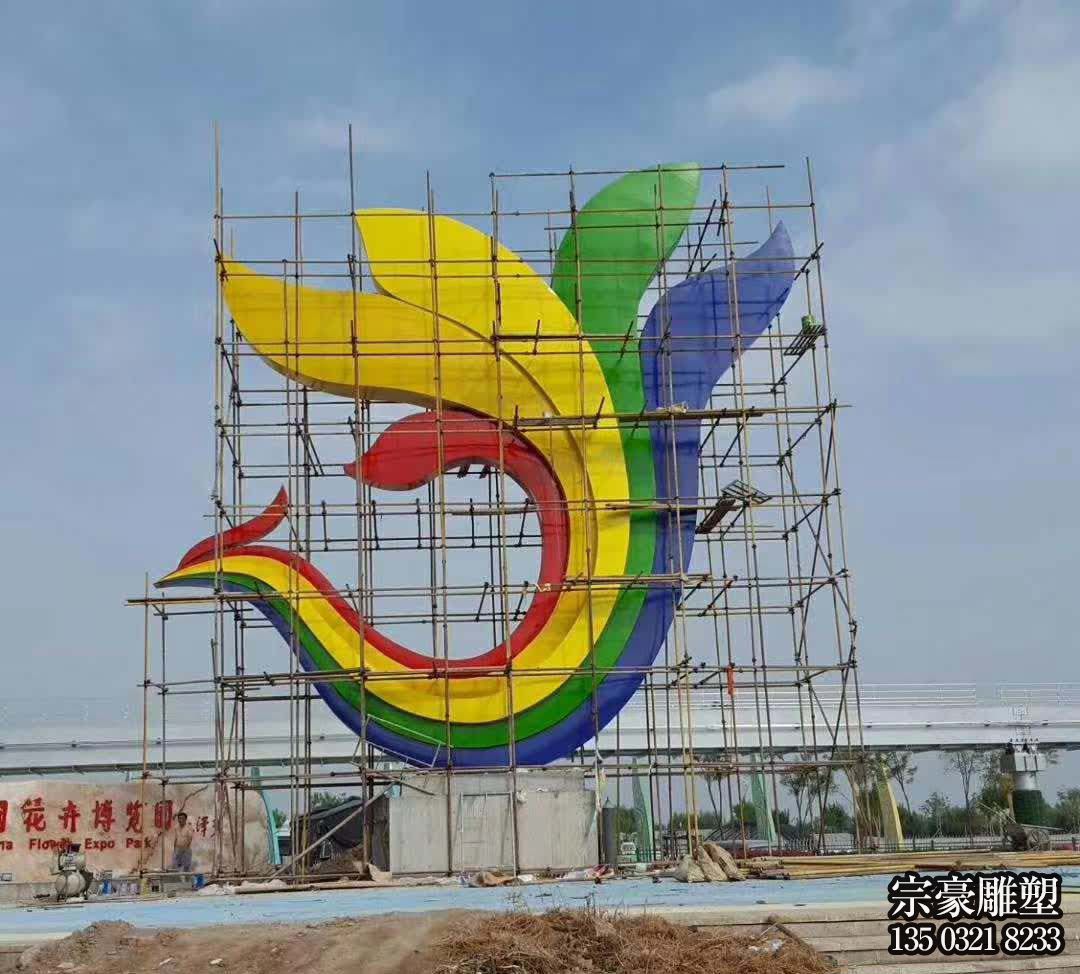 不銹鋼彩繪抽象鳳凰雕塑 不銹鋼彩繪抽象鳳凰雕塑