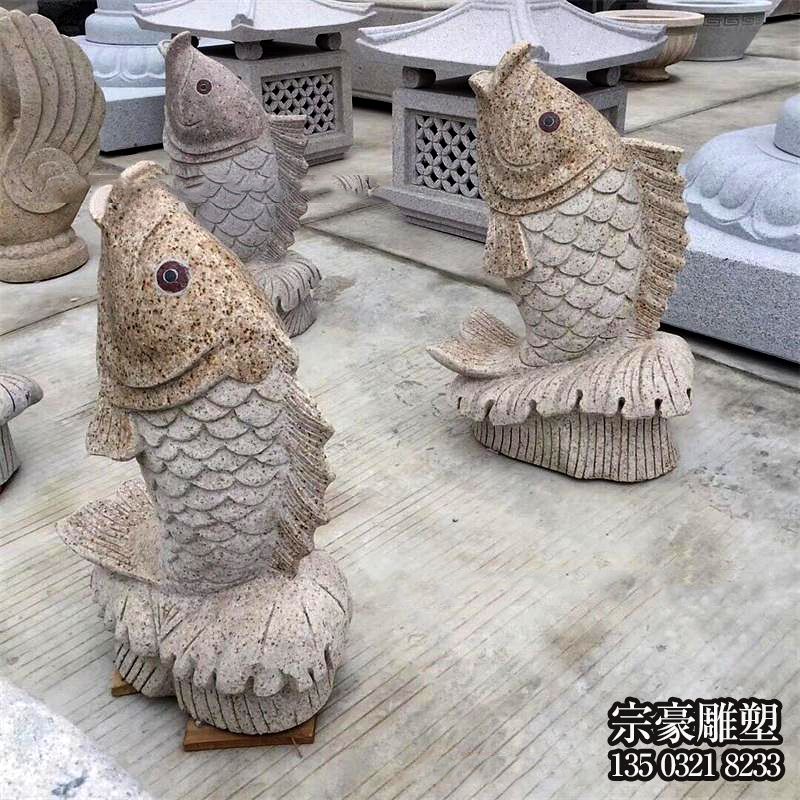 花崗巖石雕噴水魚(yú)雕塑擺件 花崗巖石雕噴水魚(yú)雕塑擺件
