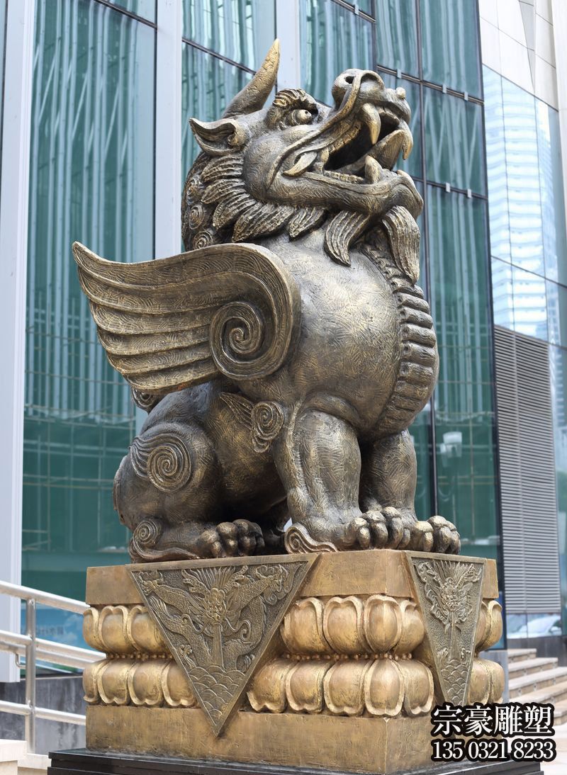 純銅鑄造獨(dú)角神獸雕塑 純銅鑄造獨(dú)角神獸雕塑