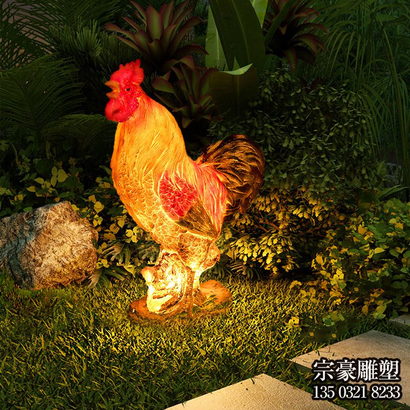 玻璃鋼發光公雞雕塑擺件 玻璃鋼發光公雞雕塑擺件