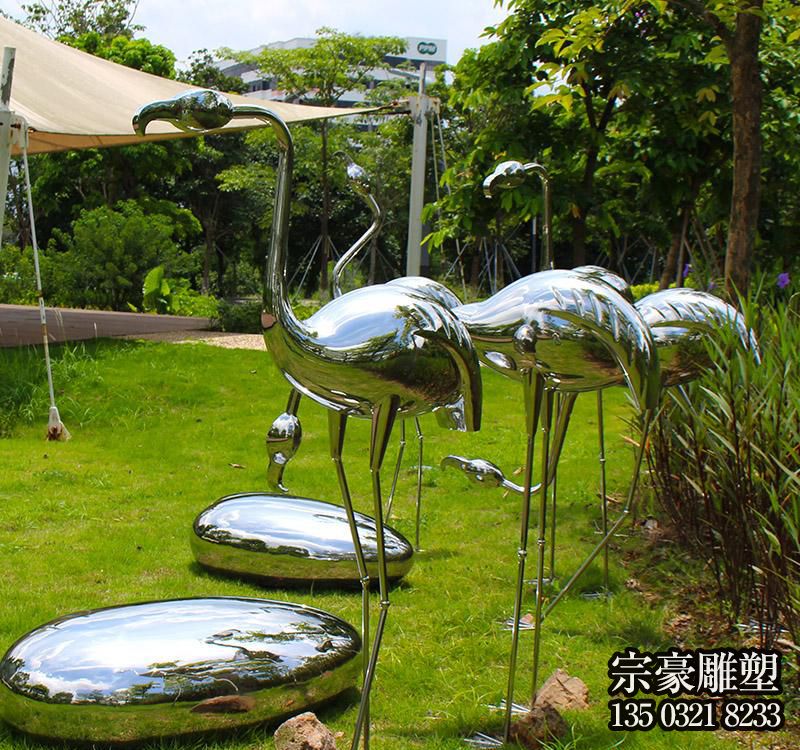 鏡面不銹鋼火烈鳥動物擺件 鏡面不銹鋼火烈鳥動物擺件